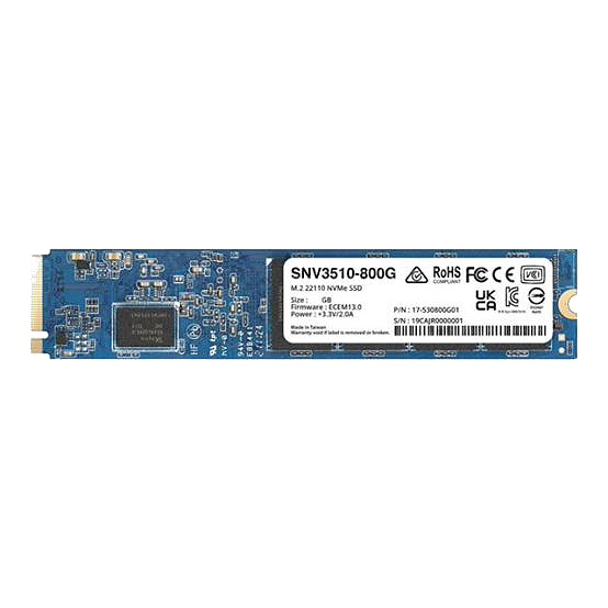 Synology Enterprise Serisi 800GB M.2 NVMe SSD SNV3510-800G