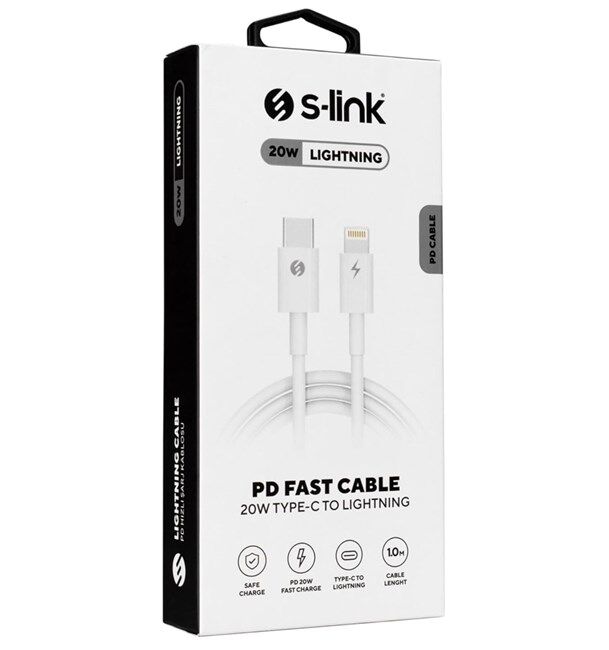 S-link Hızlı Şarj Kablosu Type-C to Lightning (1m)