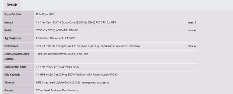 HPE ML30 Gen11 E2414-32GB-2x1TB-4U (P71385-425)